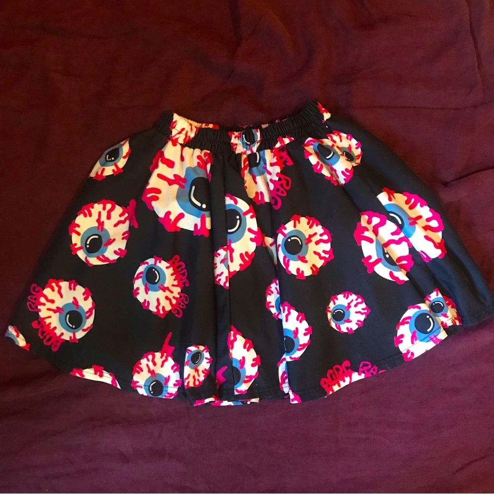 AC/DC Rag skater style eyeball print skirt and matching bandana.